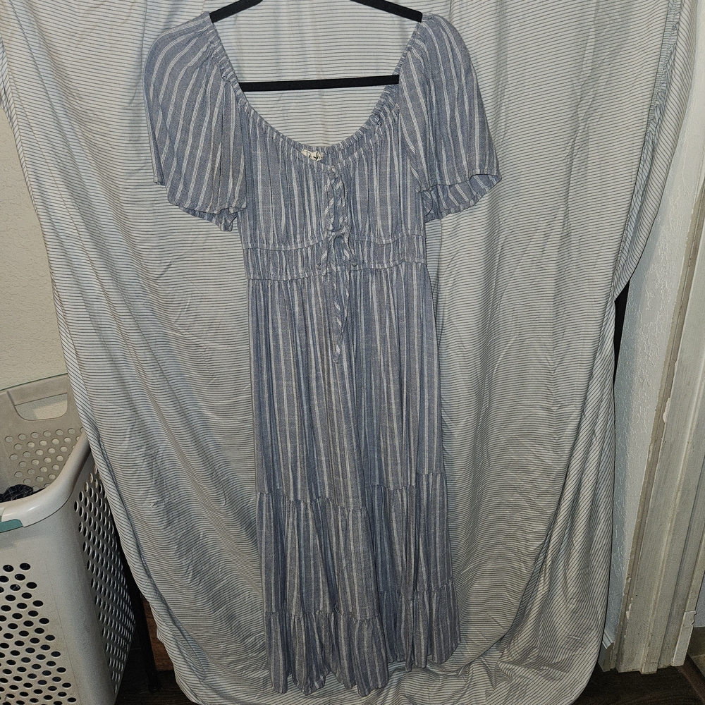 Blue Striped Maxi Dress